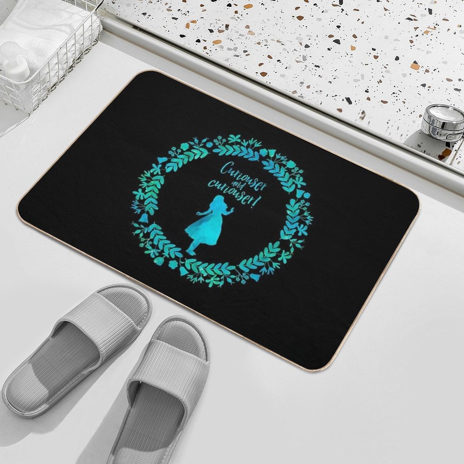Curiouser And Curiouser! Alice in Wonderland.  Versatile Bath Mat
