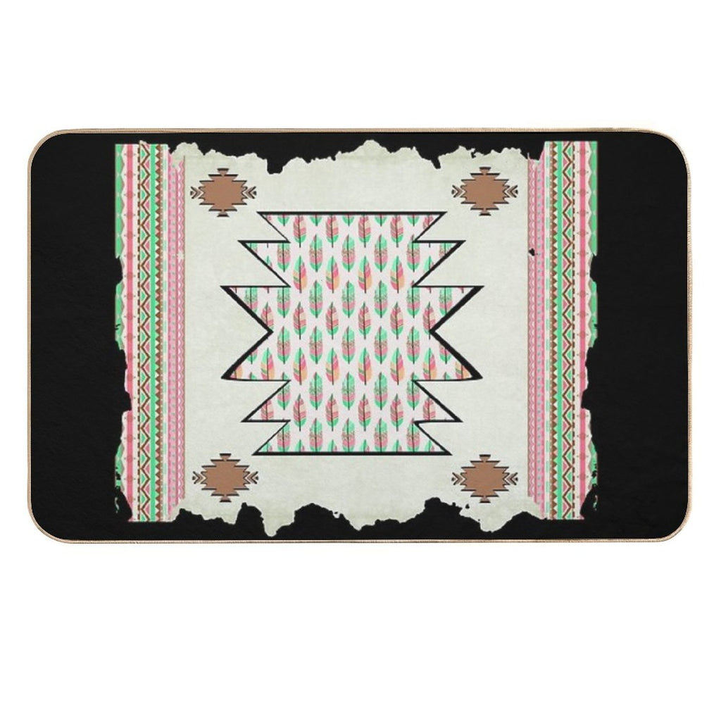 Native American Symbol - Aztec Boho Chic  Absorbent Bath Mat