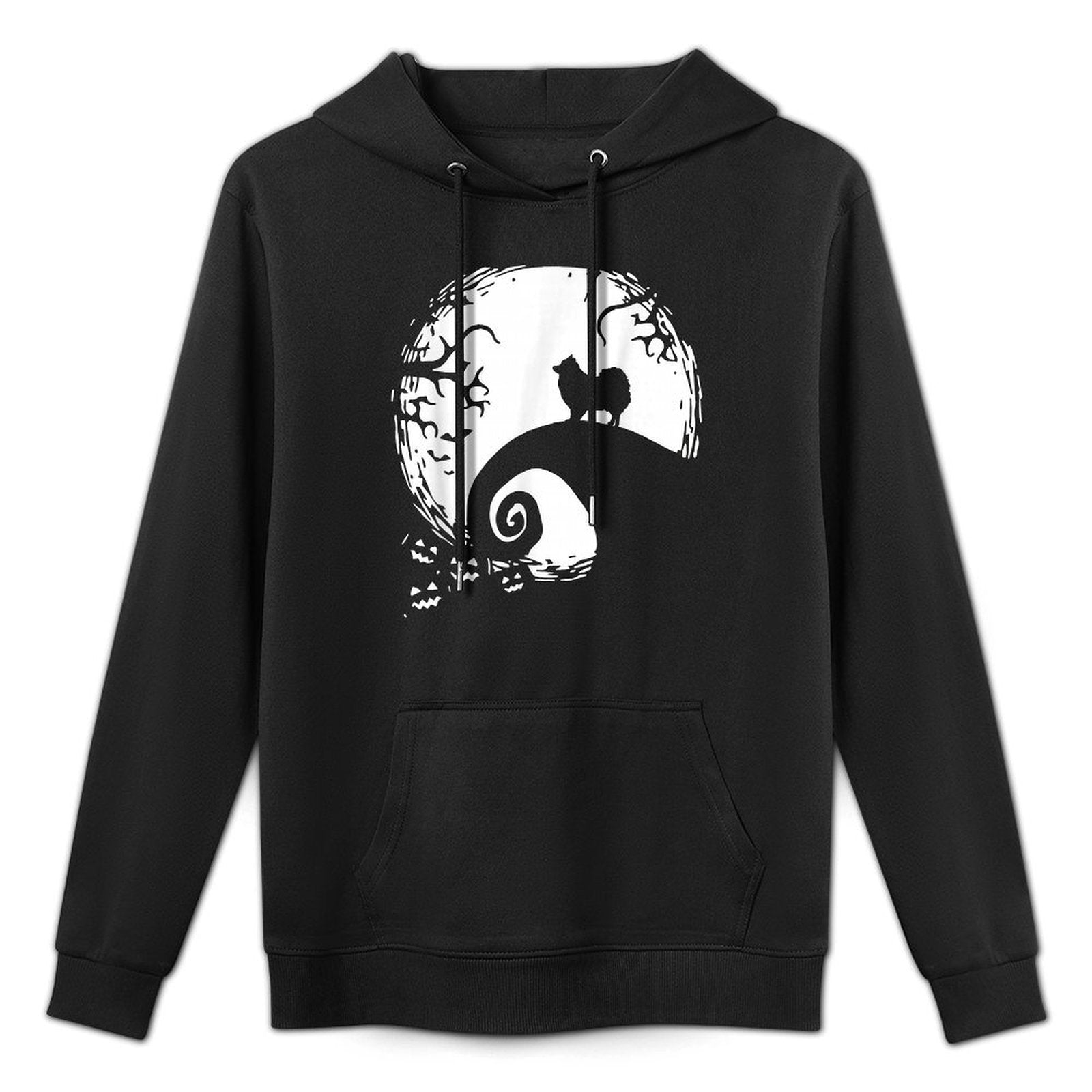 Pomeranian With Moon Halloween Machine Washable Hoodie