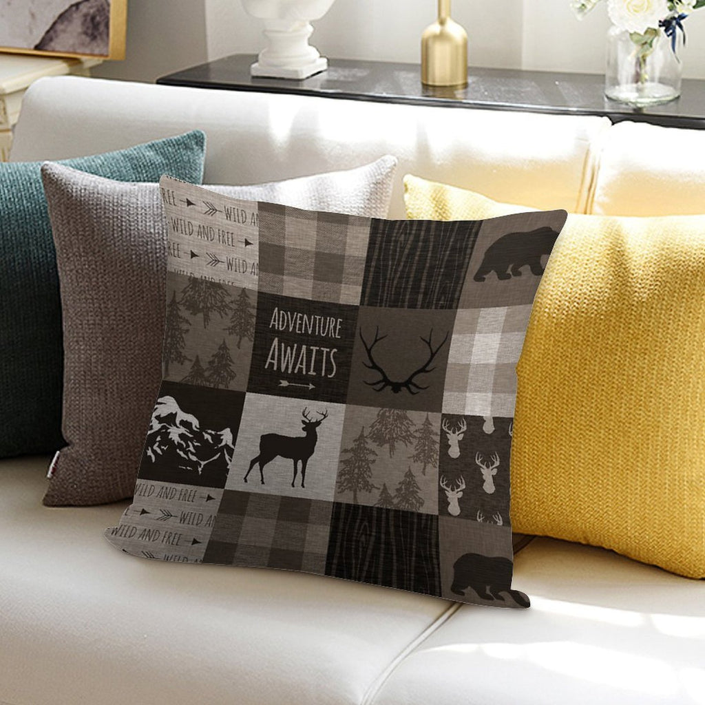 Adventure Patchwork - BrownBeige Soft Warmth Comfort Throw Pillow