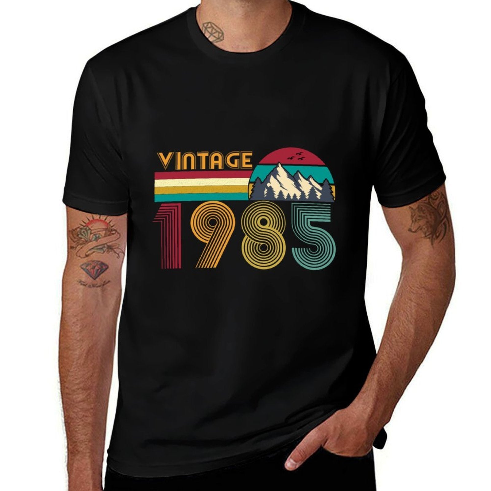 40th Birthday Gift 40 Years Old Men Women Retro Vintage 1985  Fade-proof Color T-Shirt