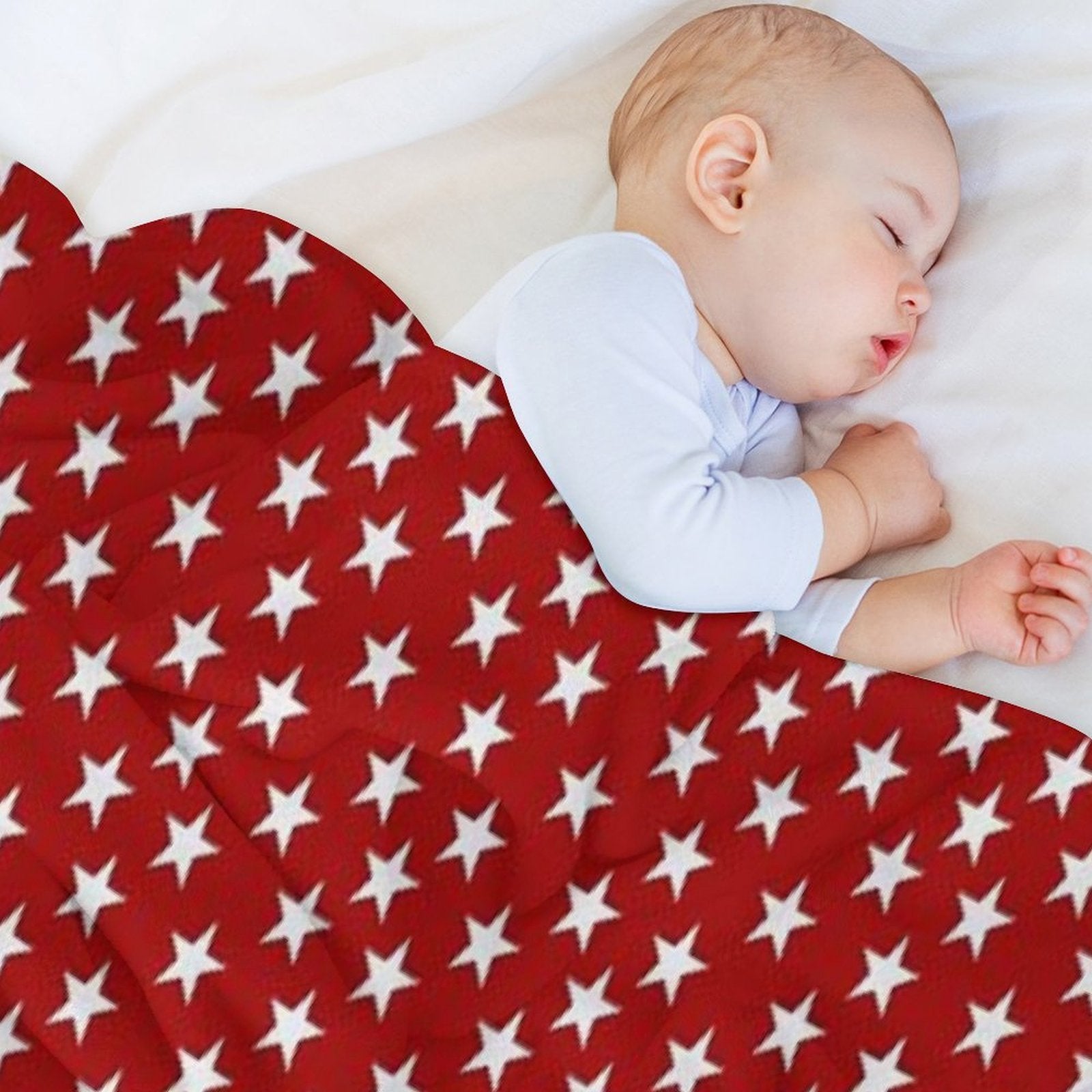 Red with Stars Plush Throw Blanket