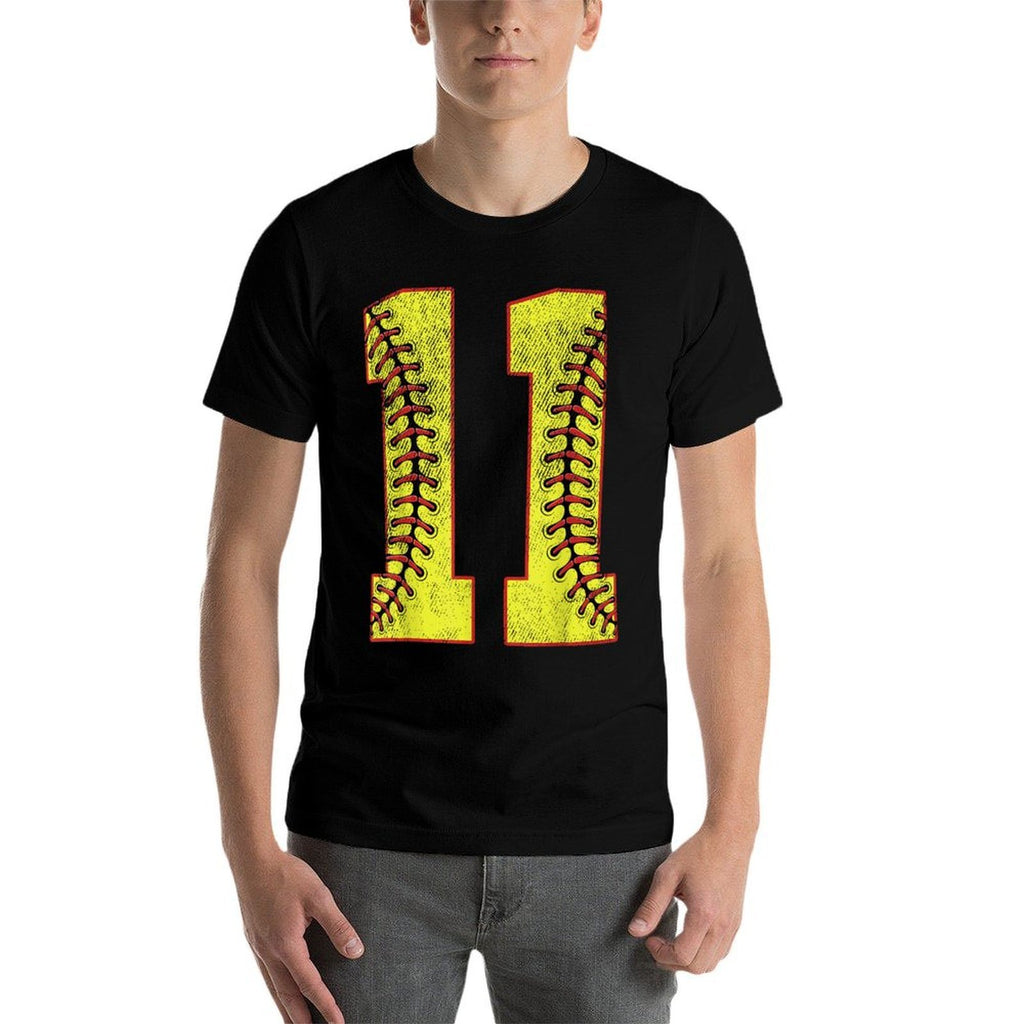 11th Birthday Party Eleven 11 Year Old Softball Bday Girl  Durable T-Shirt