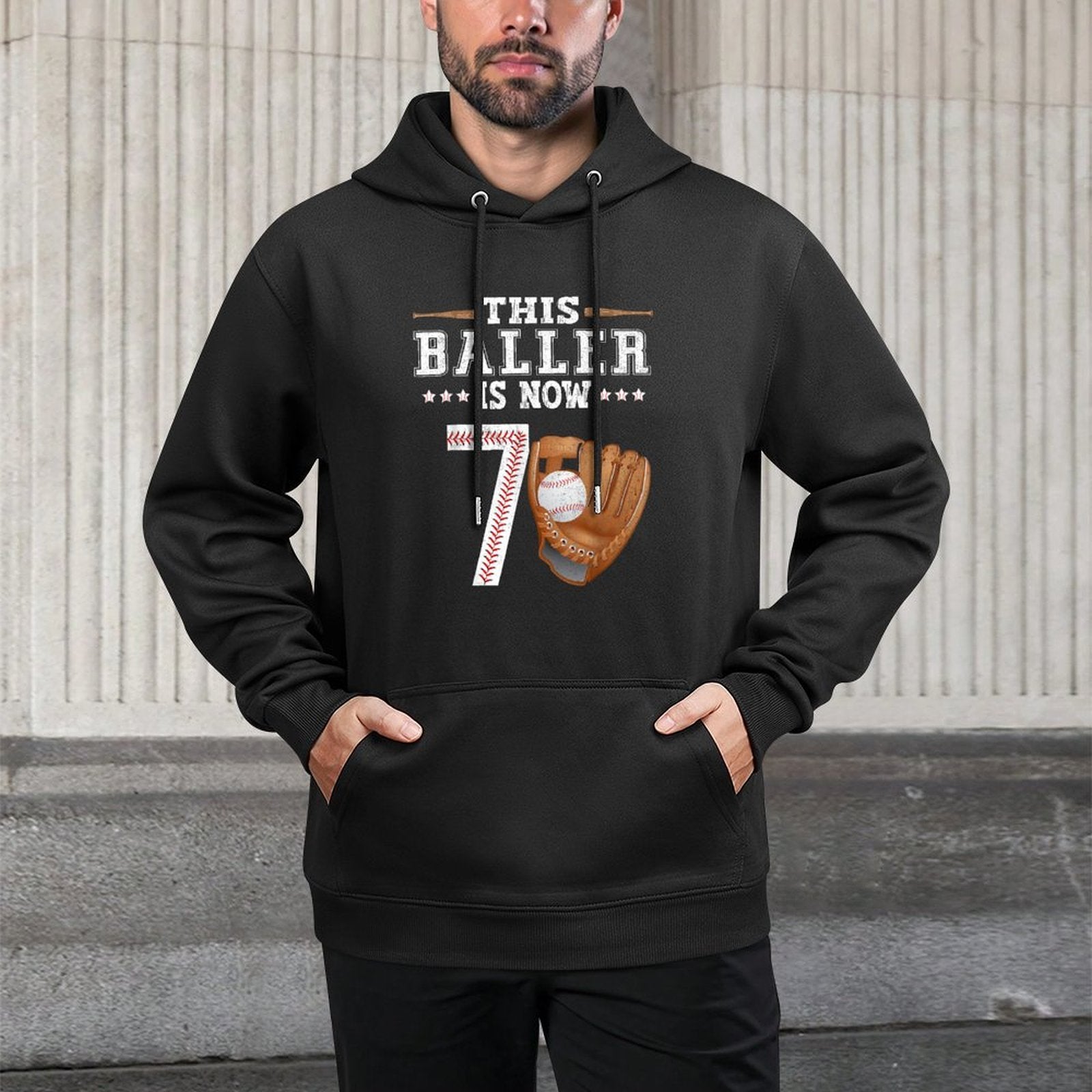 Boys Baseball Birthday Age 7 Sports Themed Birthday Moisture-Wicking Hoodie