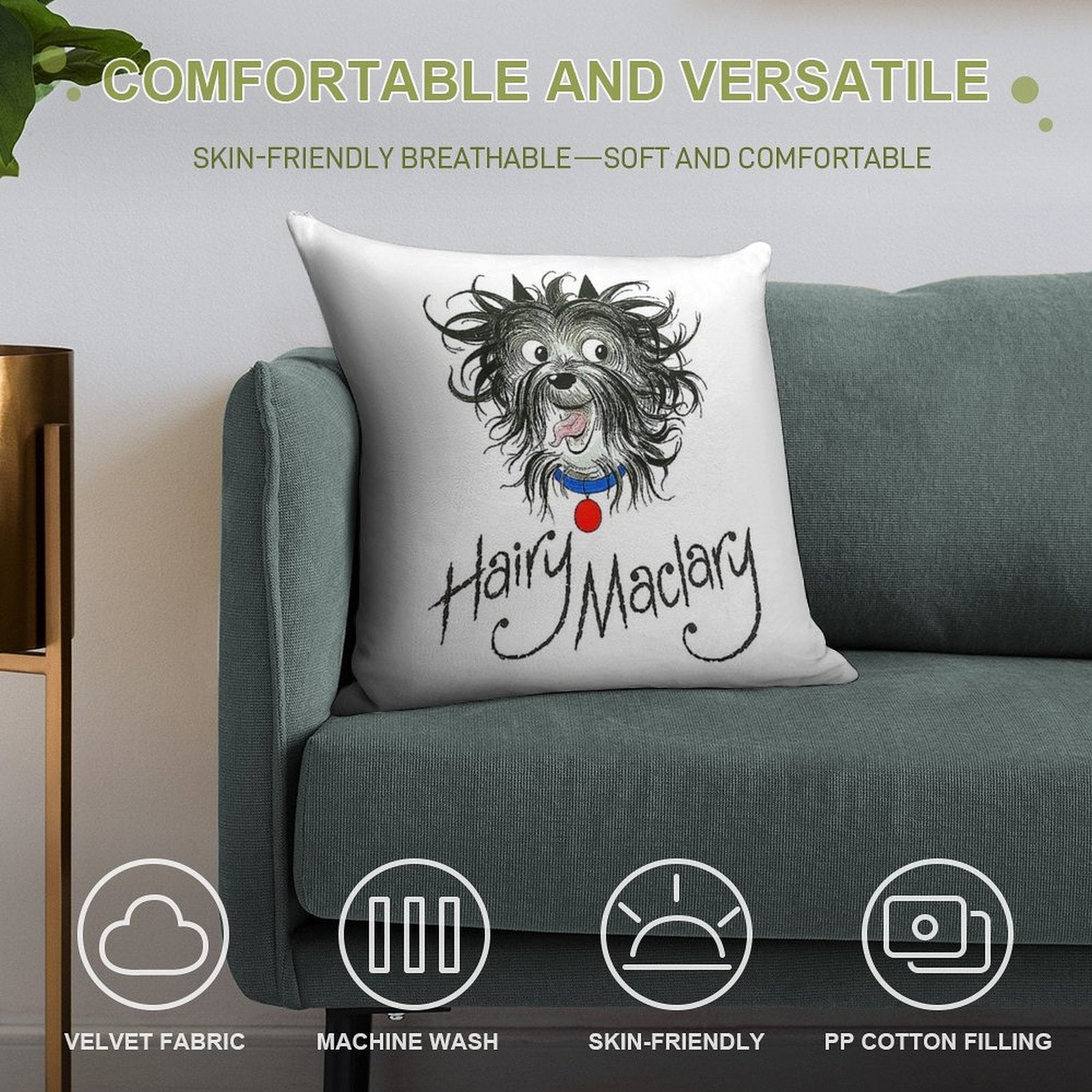 Hairy Maclary Soft Short Plush Fabric Throw Pillow