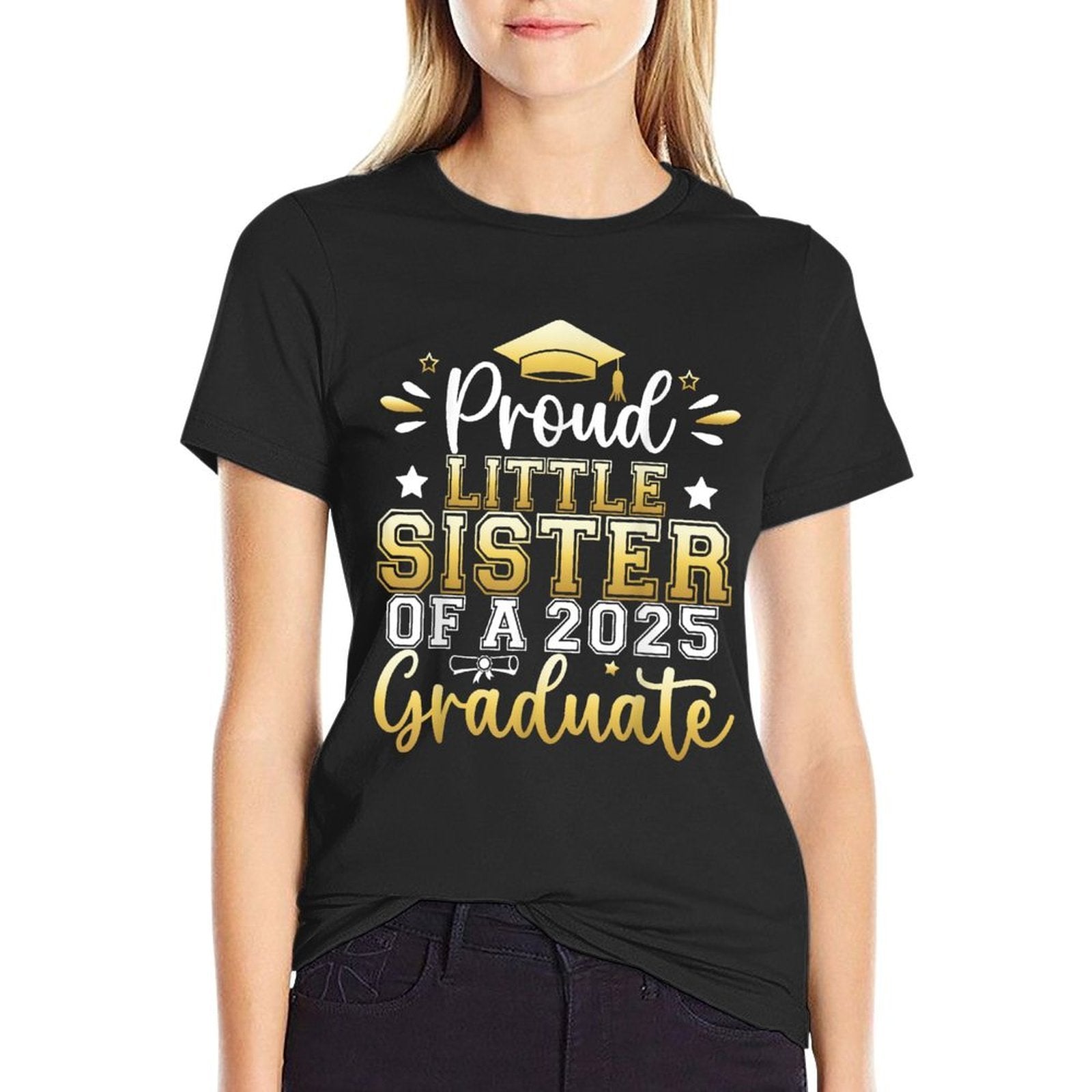 Proud Little Sister of A 2025 Graduate Senior Graduation  Summer-ready Fabric T-Shirt