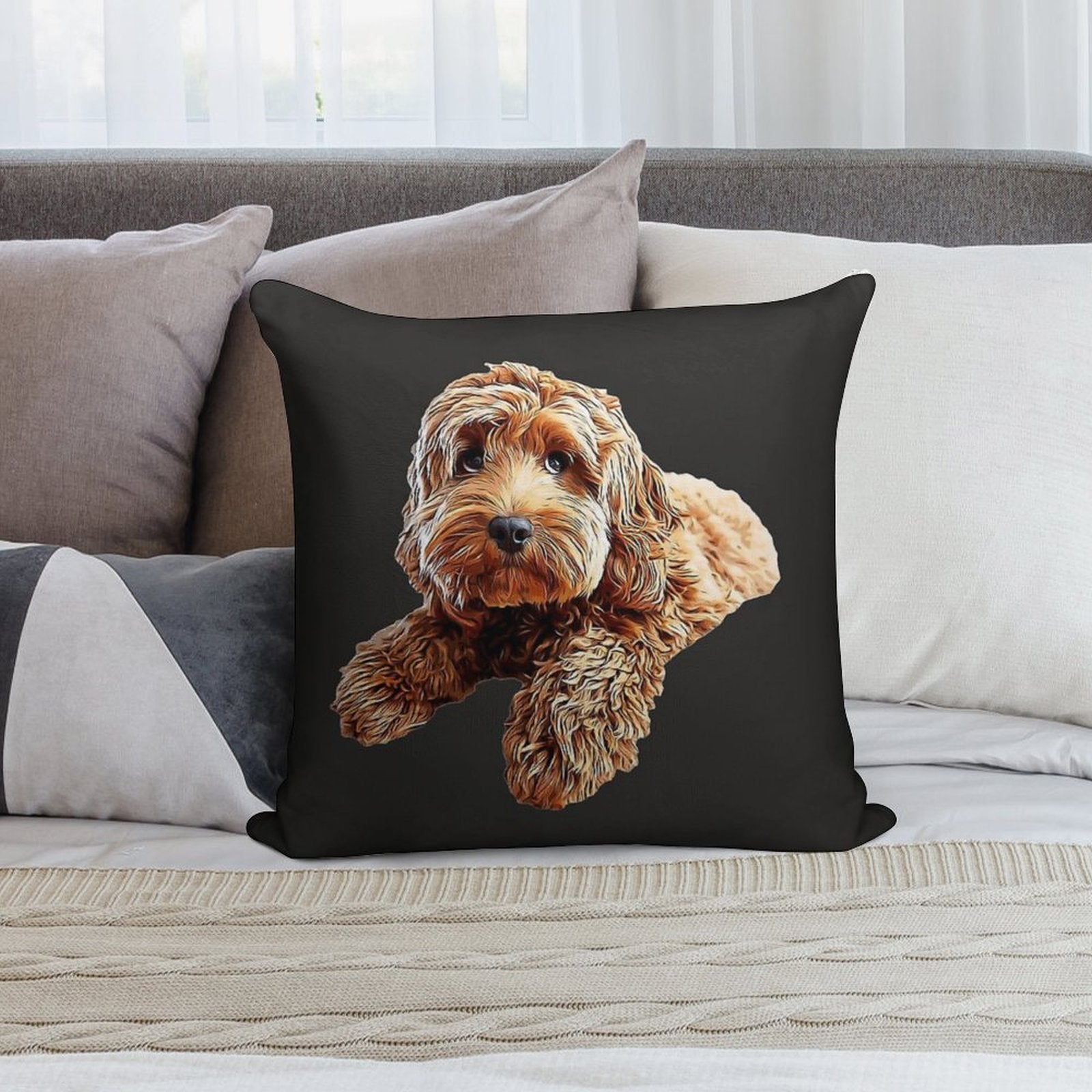 Doodle Cockerpoo Cockapoo Spoodle Cute Puppy Dog Soft Easy Maintenance Throw Pillow
