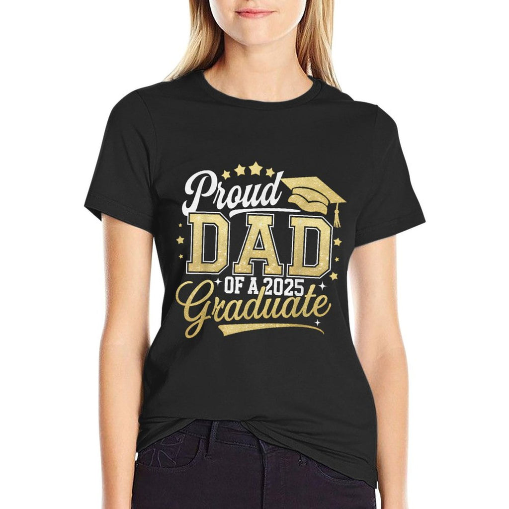 Proud Dad Of A Class Of 2025 Graduate Senior 25 Graduation  Ribbed Collar T-Shirt