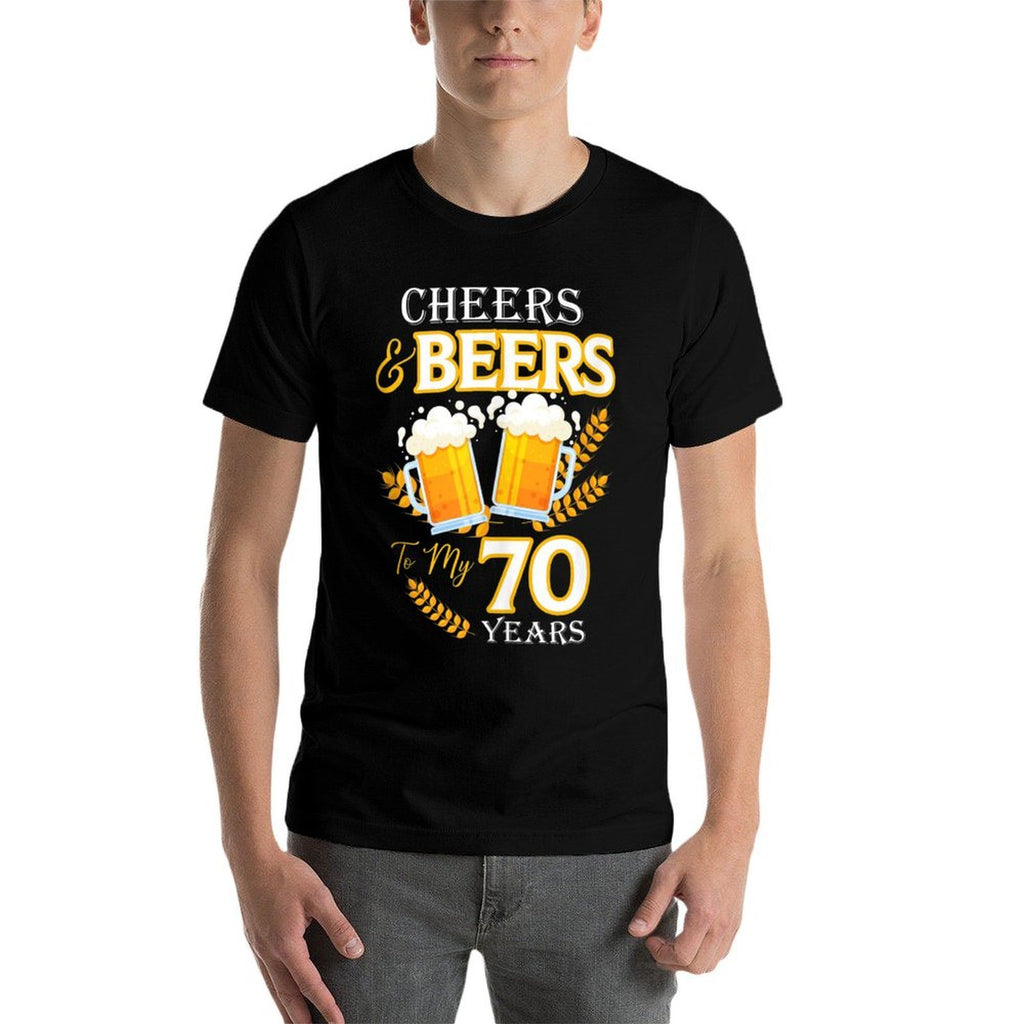 Cheers And Beers To My 70 Years 70th Birthday  Ribbed Collar T-Shirt