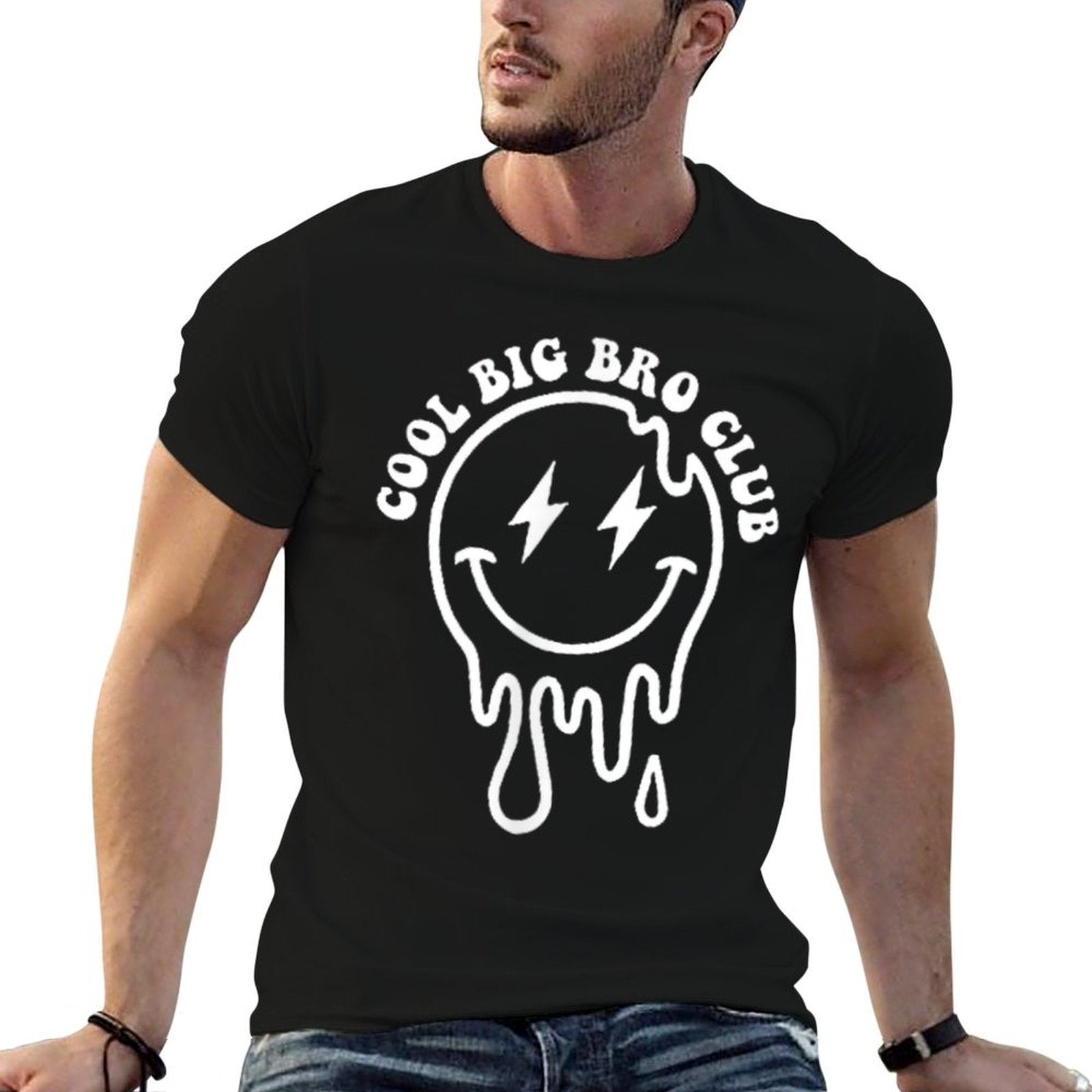 Groovy Cool Big Bro Club Brother Matching Family 2 Sided  Rolled Sleeves T-Shirt