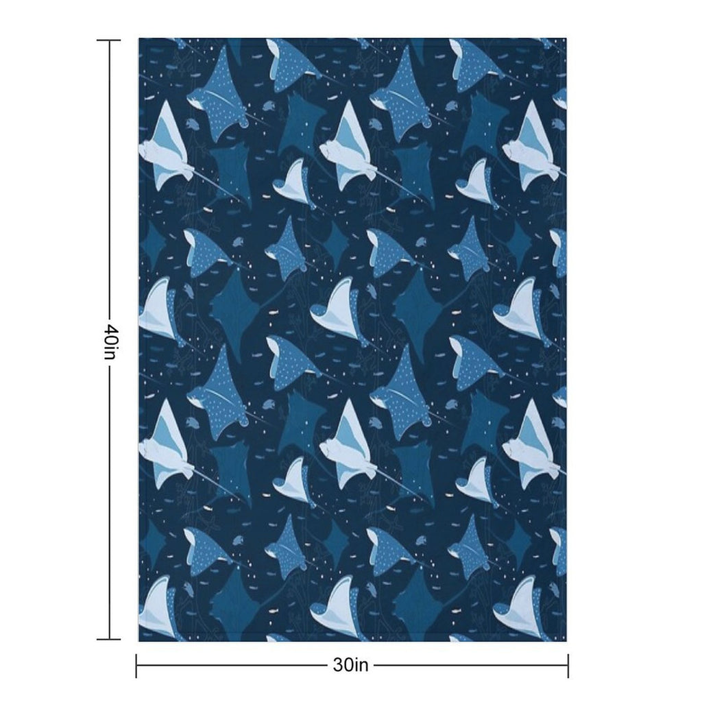 Flying Stingrays Blue Machine-washable Throw Blanket