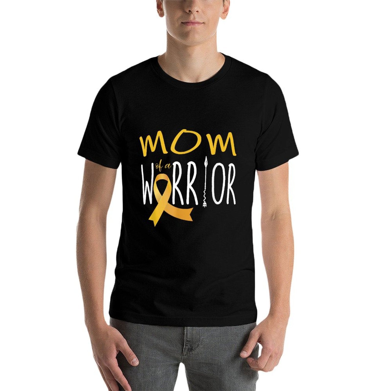 Childhood Cancer Awareness Mom of A Warrior  Cotton T-Shirt
