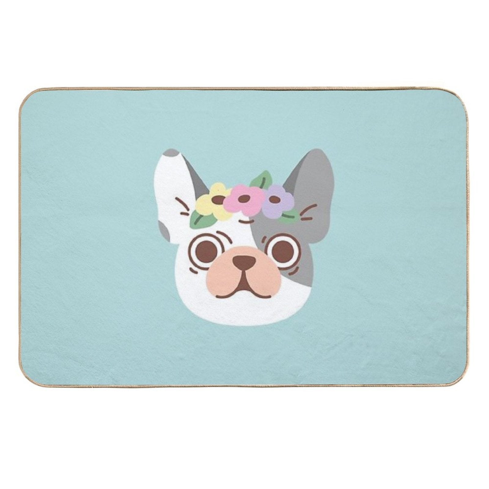 French Bulldog And Flowers  Pet-Safe Bath Mat