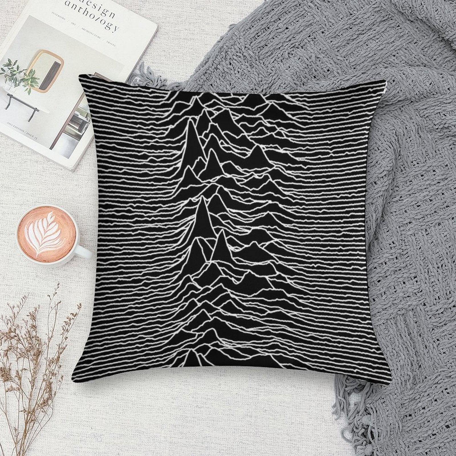 Unknown Pleasures [J01] Soft Warmth Comfort Throw Pillow