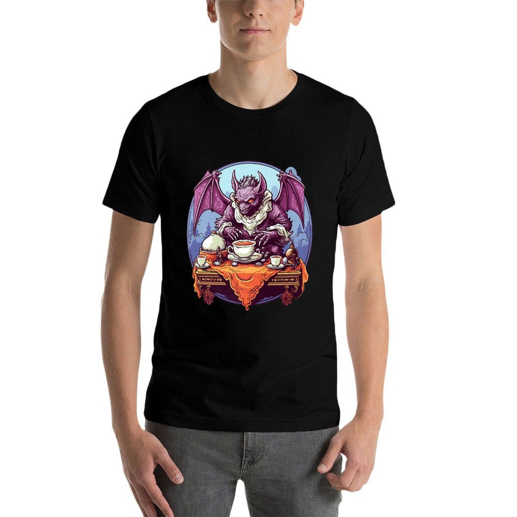 Halloween Gargoyle Tea Mystic Twilight Vampire Premium  Ribbed Collar T-Shirt