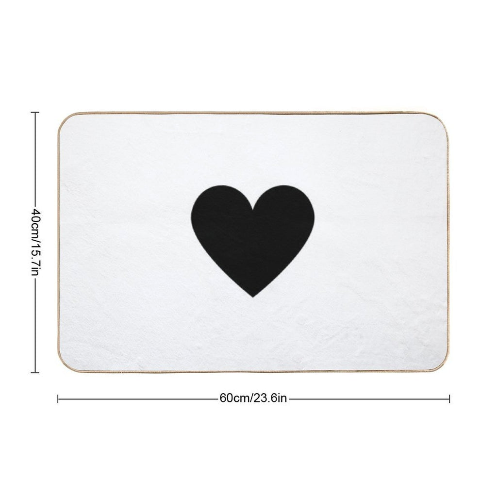 Black Heart  Fade-Resistant Bath Mat