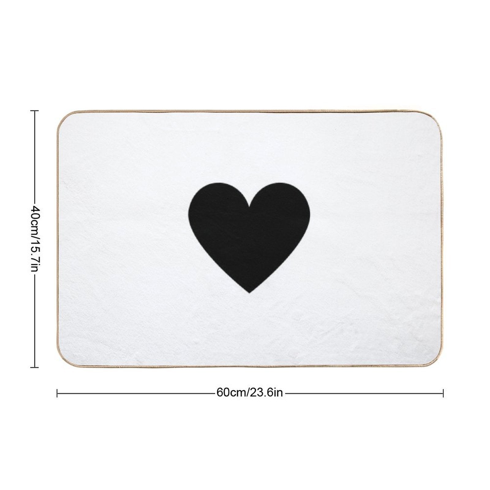 Black Heart  Fade-Resistant Bath Mat