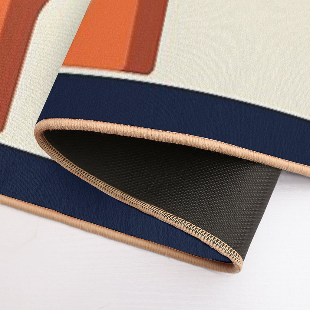 Mid-Century Modern Meets 1970s Orange & Blue  Anti-Trip Bath Mat