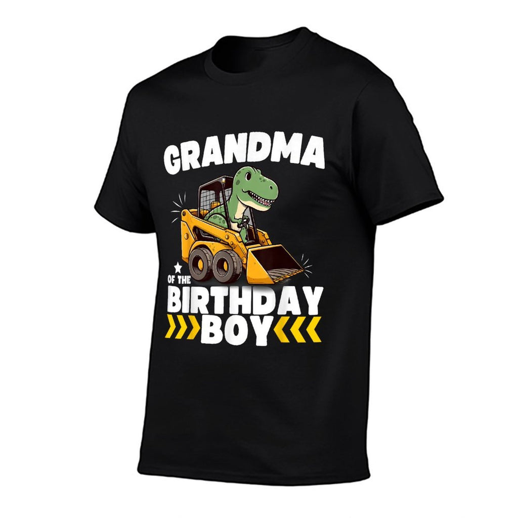 Grandma of The Birthday Boy Dinosaur Construction Worker  Summer-ready Fabric T-Shirt