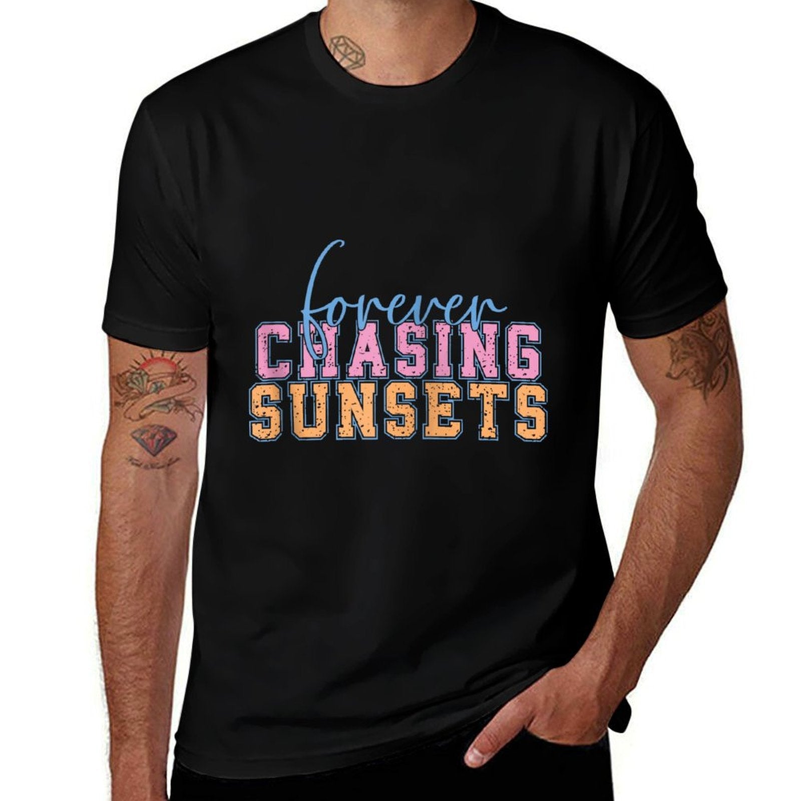 Forever Chasing Sunsets Adventure Vibes Zip  Vintage-inspired T-Shirt