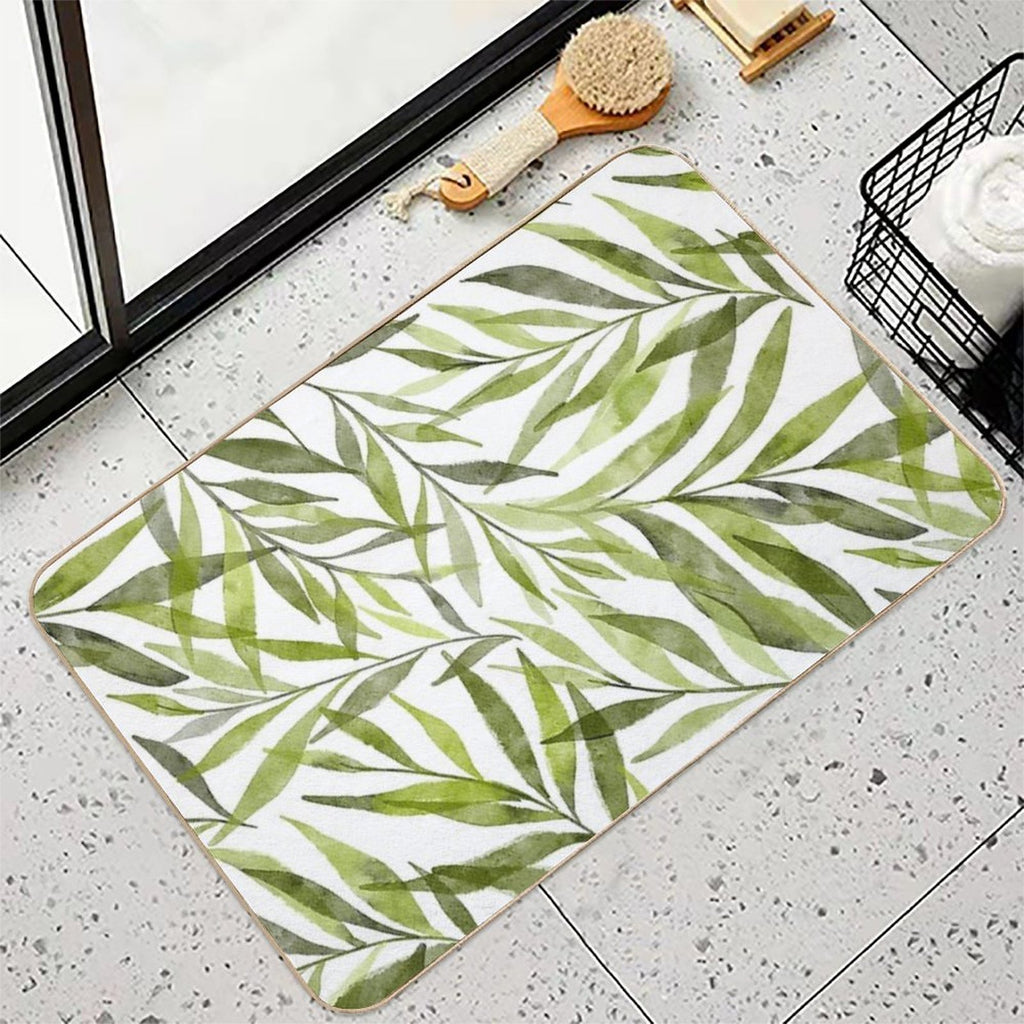 Delicate Eucalyptus Leaves  Rapid-Drying Bath Mat