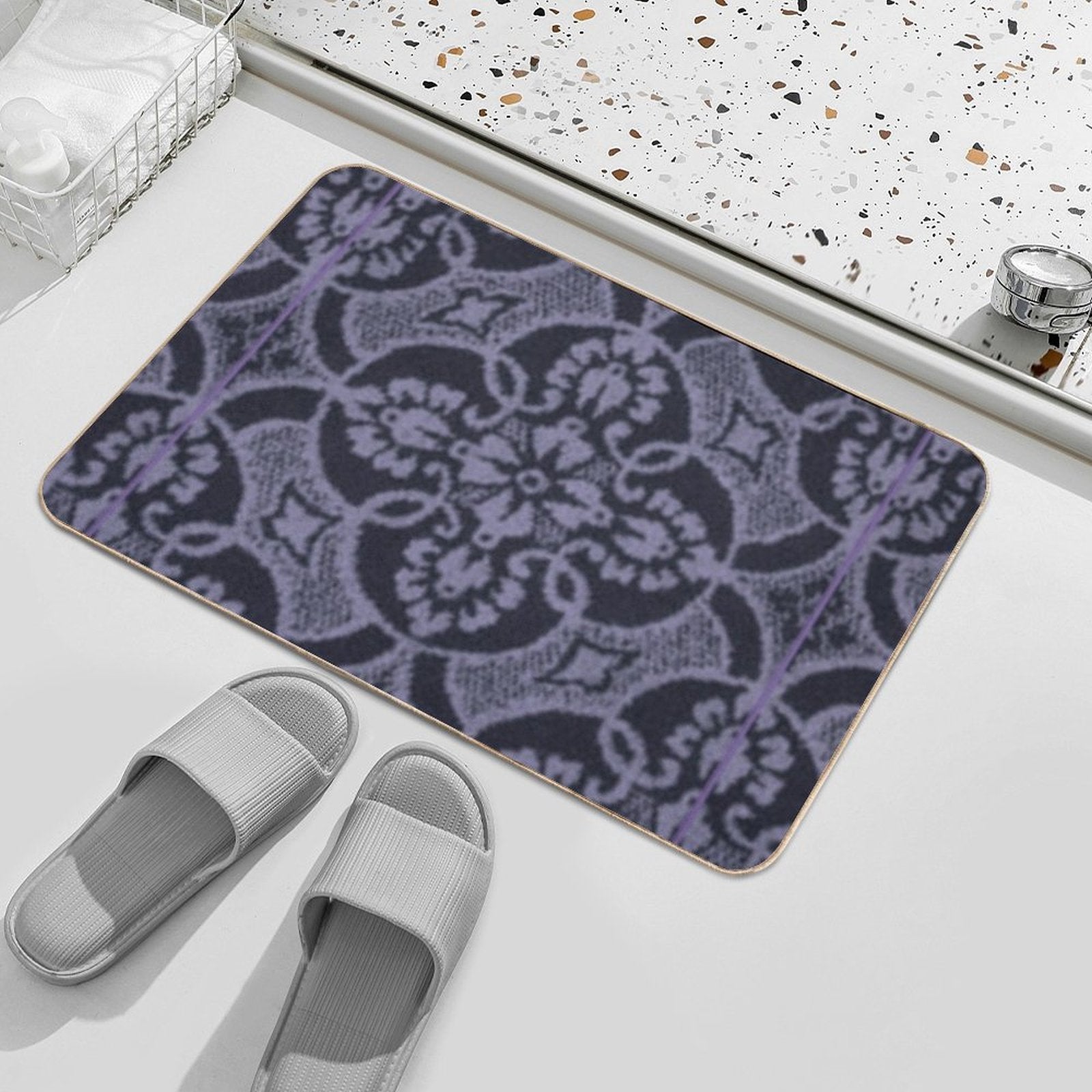 2023 New Digital Lavender Floral Pattern  Easy To Clean Bath Mat