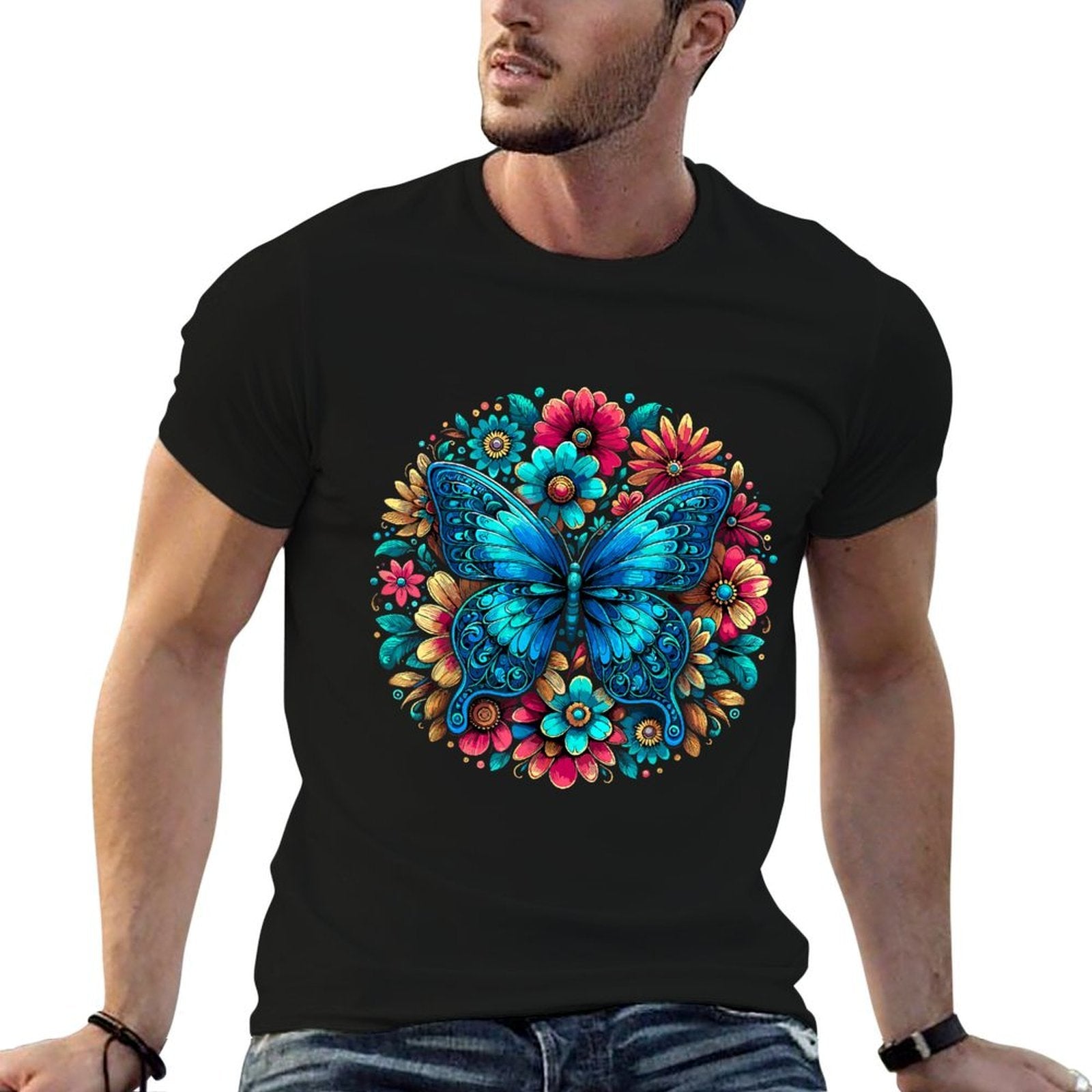 Butterfly With Flowers Aesthetic Butterfly  Breathable T-Shirt