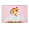 Cute Baby Tiger in A Bathtub, Girls Bathroom Print, Baby Animals in Tub, Whimsy Animal, Kids Bathroom Art  Dirt-Trapping Bath Mat