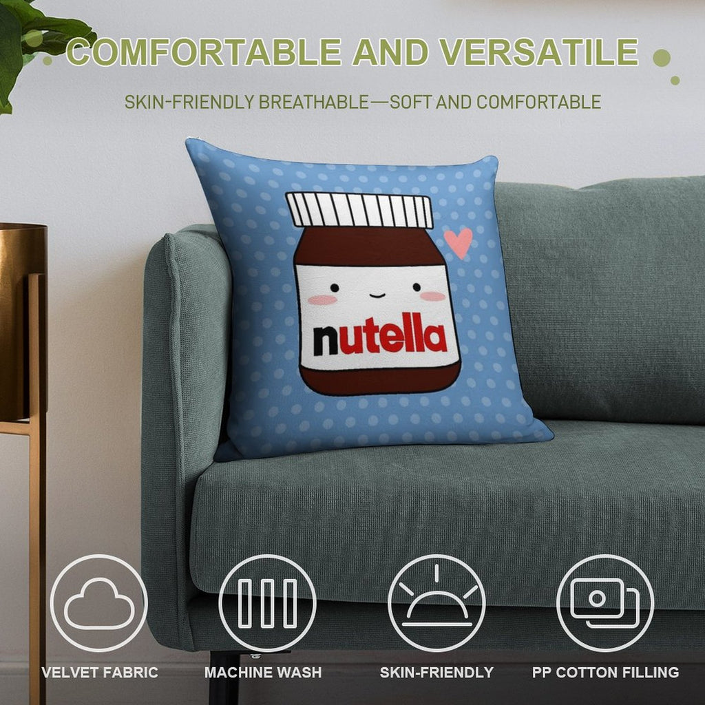 Cute Nutella Jar Soft Reinforced Edging Throw Pillow