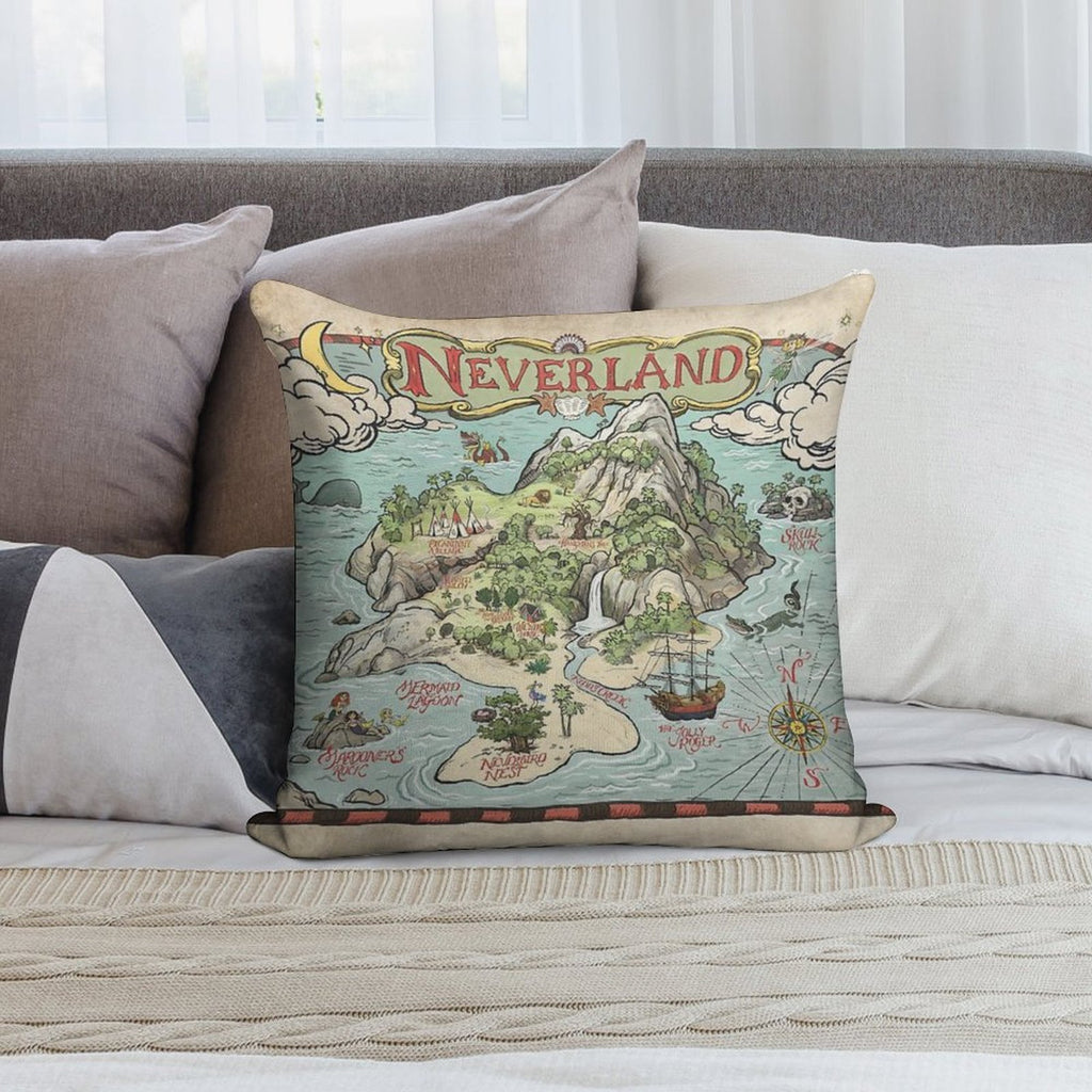 Neverland Map Soft Home Decor Throw Pillow