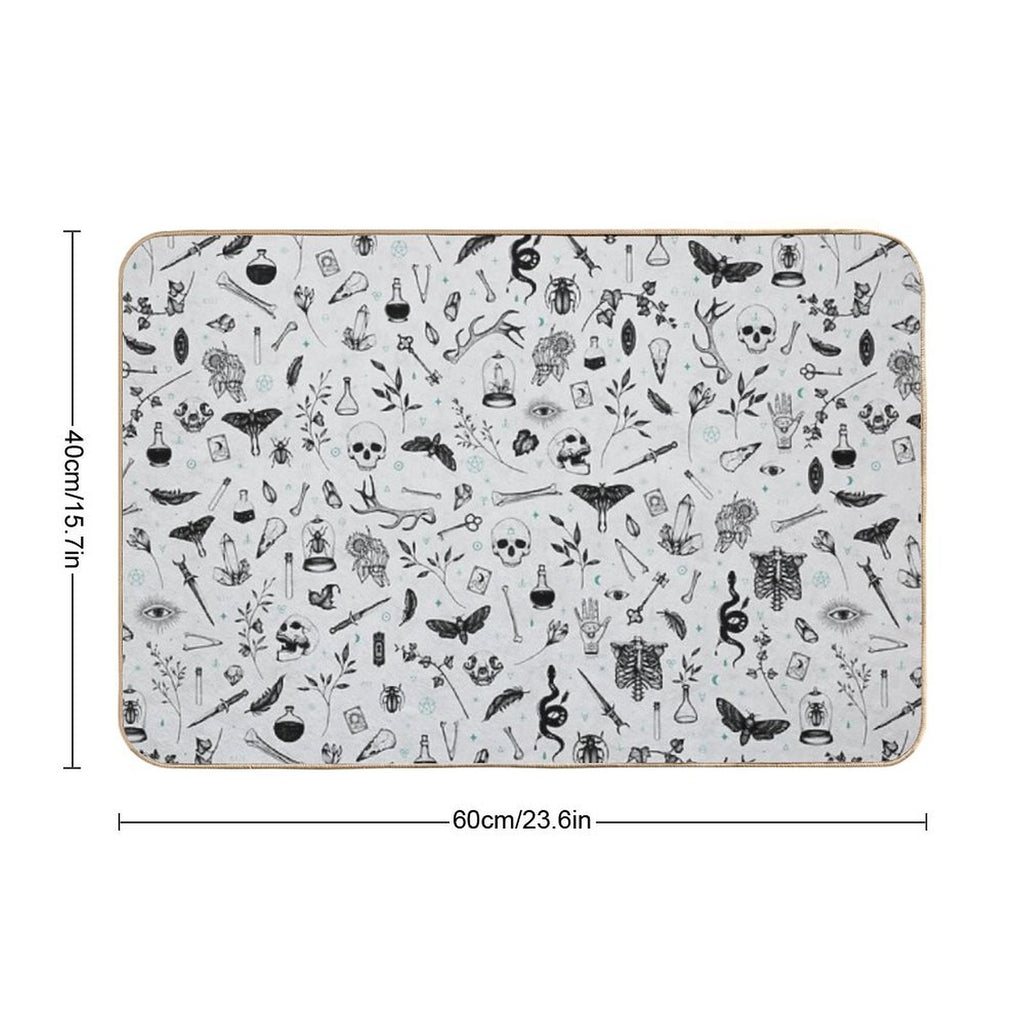 Black And Grey Witchy Pattern Durable Bath Mat