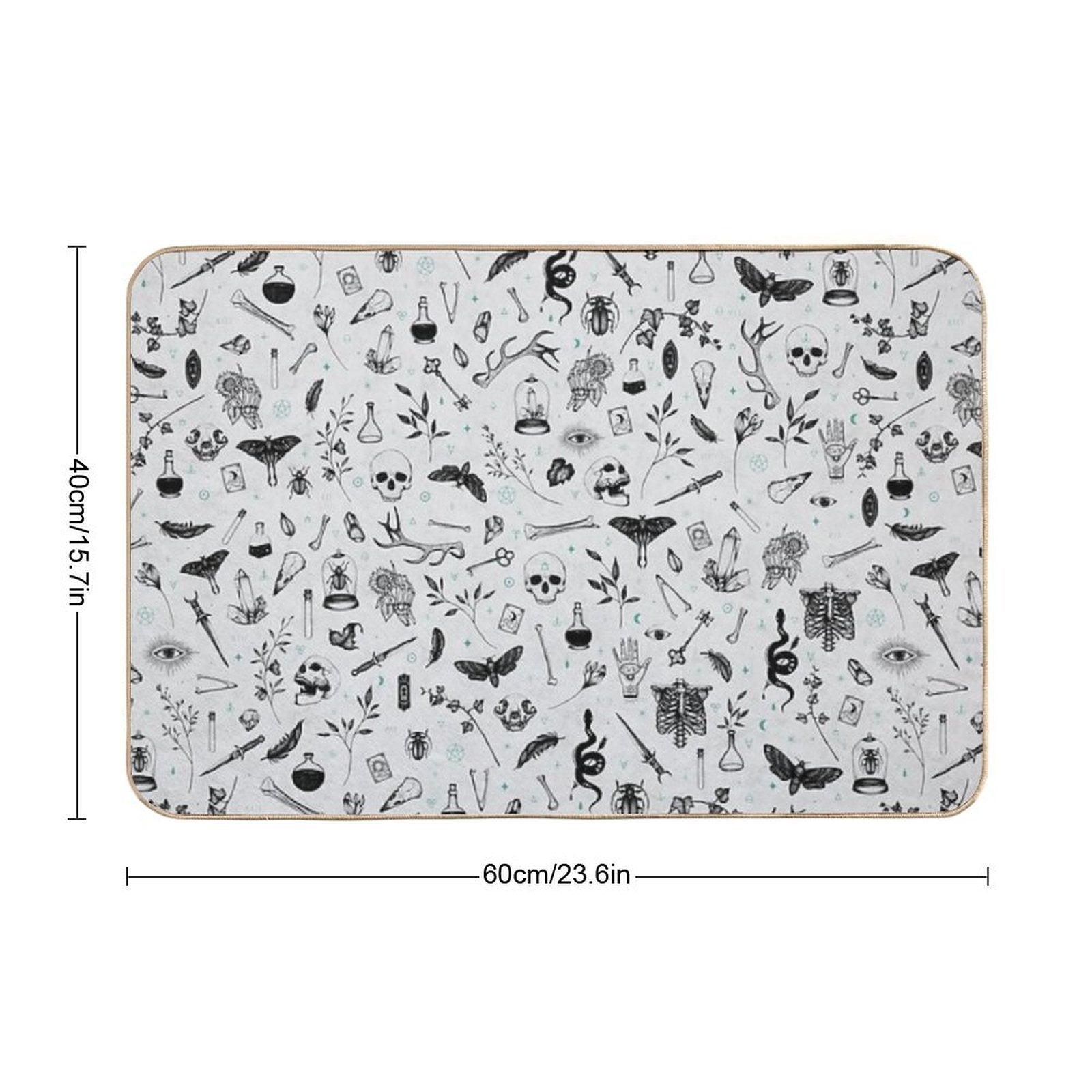 Black And Grey Witchy Pattern Durable Bath Mat