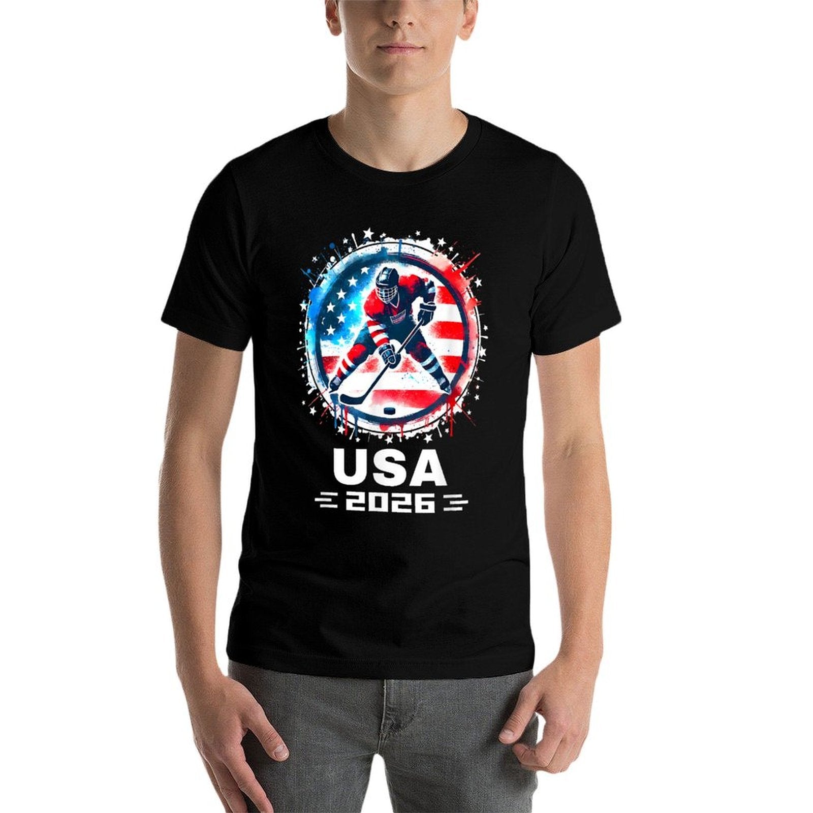 USA Team 2026 Hockey American Women Men Kids Hockey  Summer-ready Fabric T-Shirt