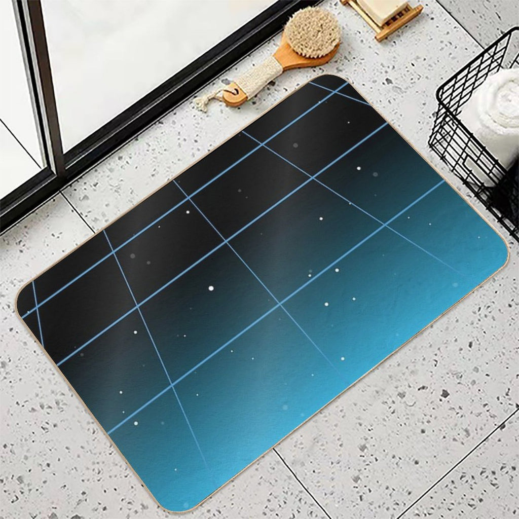 Blue-ish Retro Neon Minimalist  Multi-Purpose Bath Mat