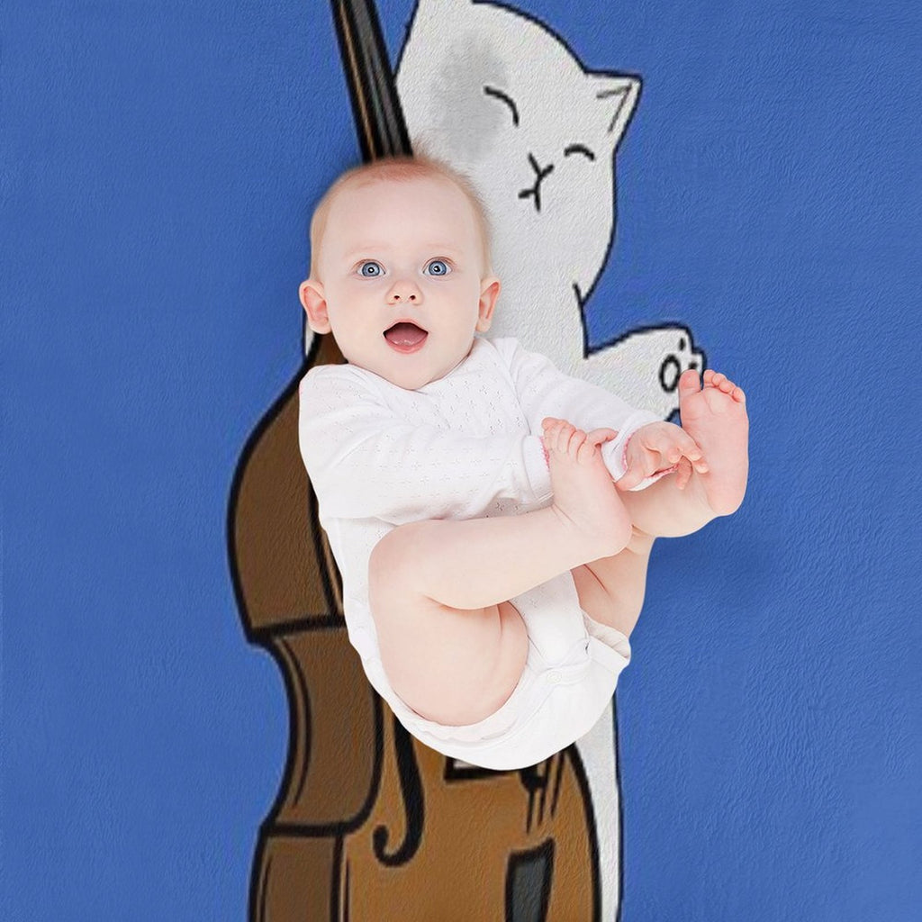 Cute Cat Double Bass Player For Double Bass Player And Classical Musician As A Double Bass Velvety-soft Throw Blanket