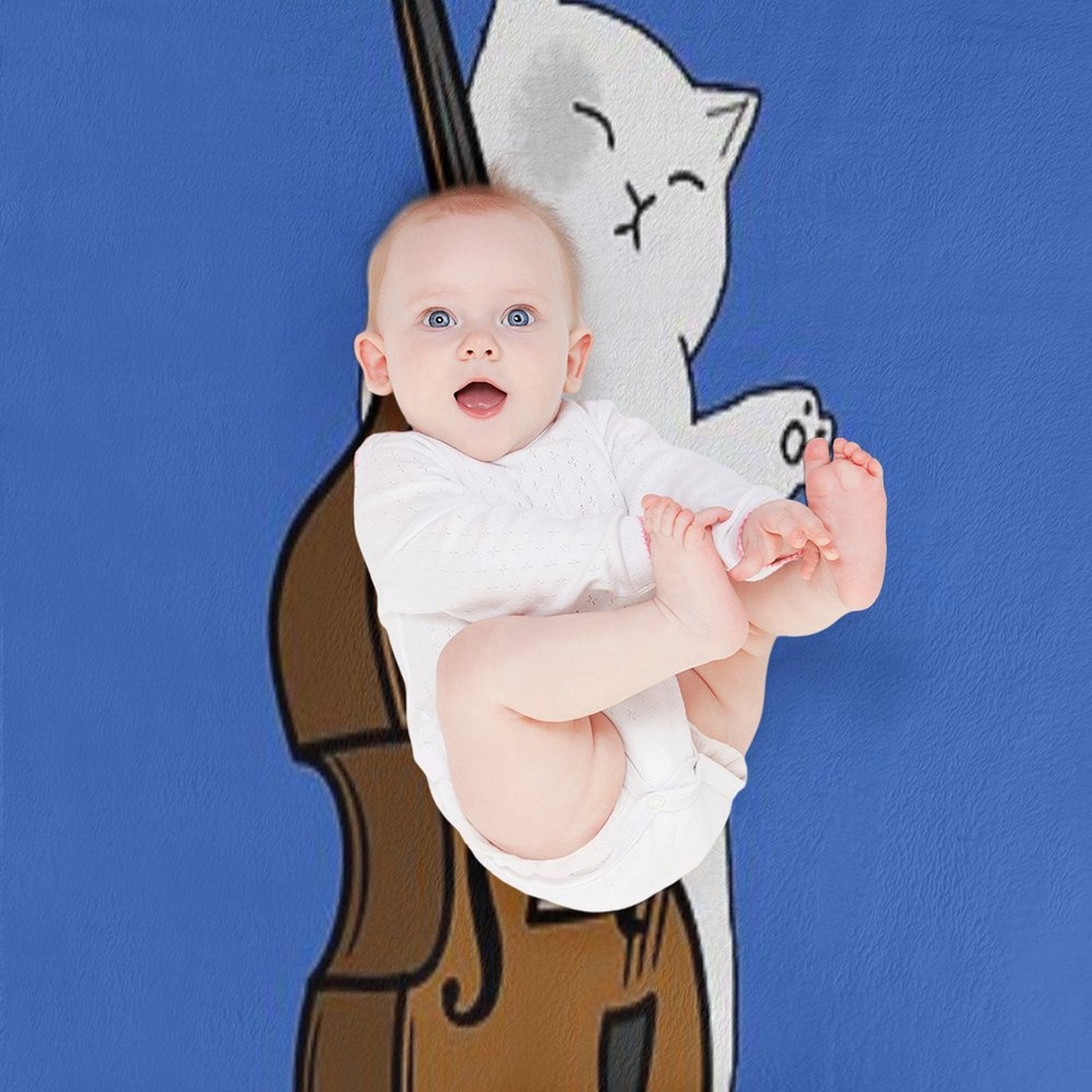 Cute Cat Double Bass Player For Double Bass Player And Classical Musician As A Double Bass Velvety-soft Throw Blanket