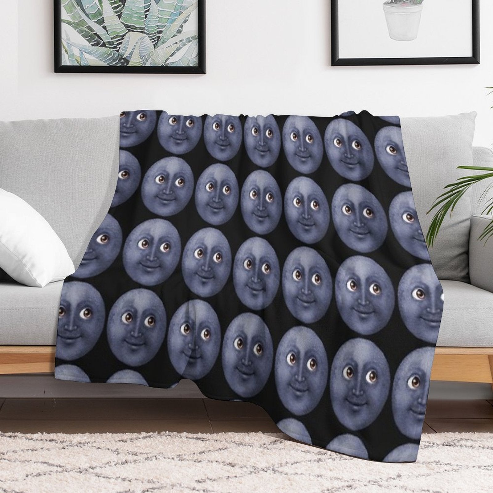 Moon Emoji Comfort Throw Blanket