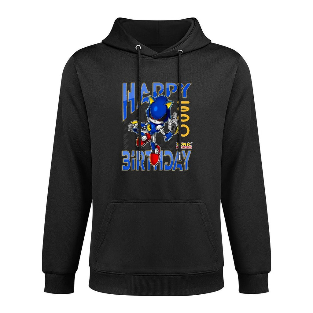 Sonic The Hedgehog Happy Birthday Metal Grid Chest Poster Adjustable Hood Hoodie
