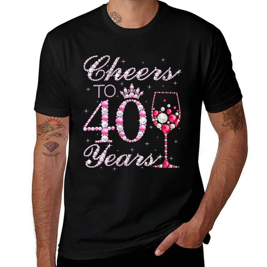 Womens Cheers To 40 Years 40th Birthday Gifts For Women 40 Year Old  Polyester Blend T-Shirt