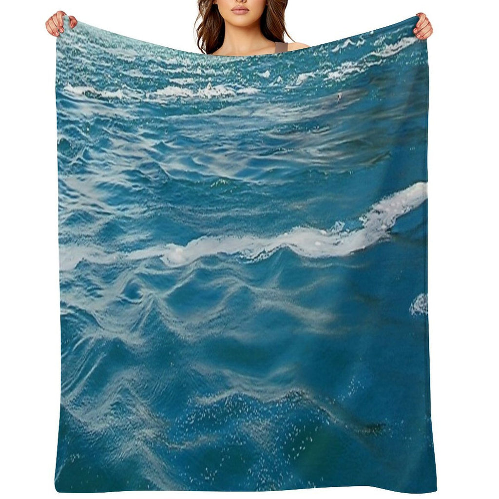 Healing Waters from Blue Ocean Waves And Ripples Shrink-resistant Throw Blanket