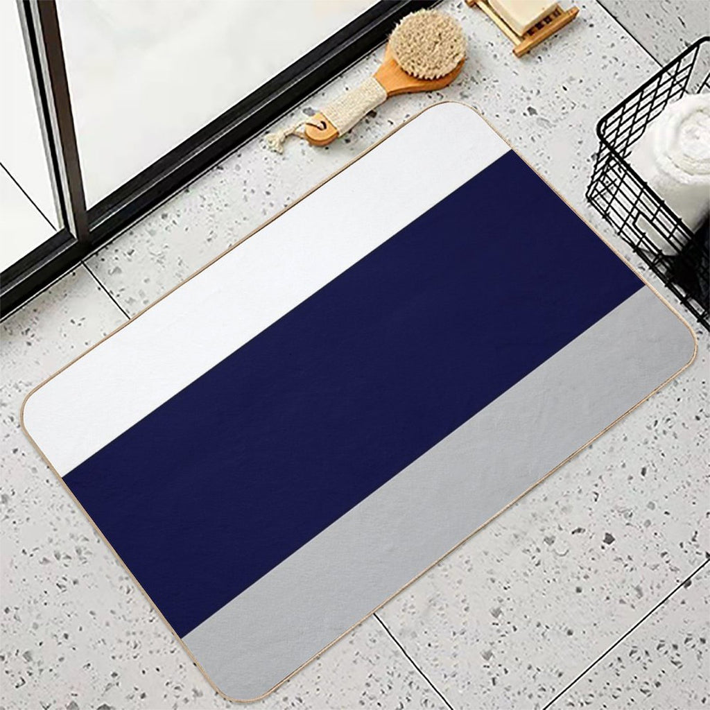 Three Color Stripes Silver Gray Navy Blue And White  Non-Slip Bath Mat