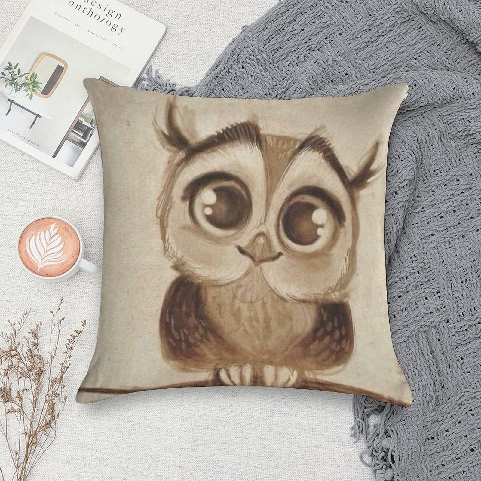 Cute Owl Soft Shrink-Resistant Throw Pillow