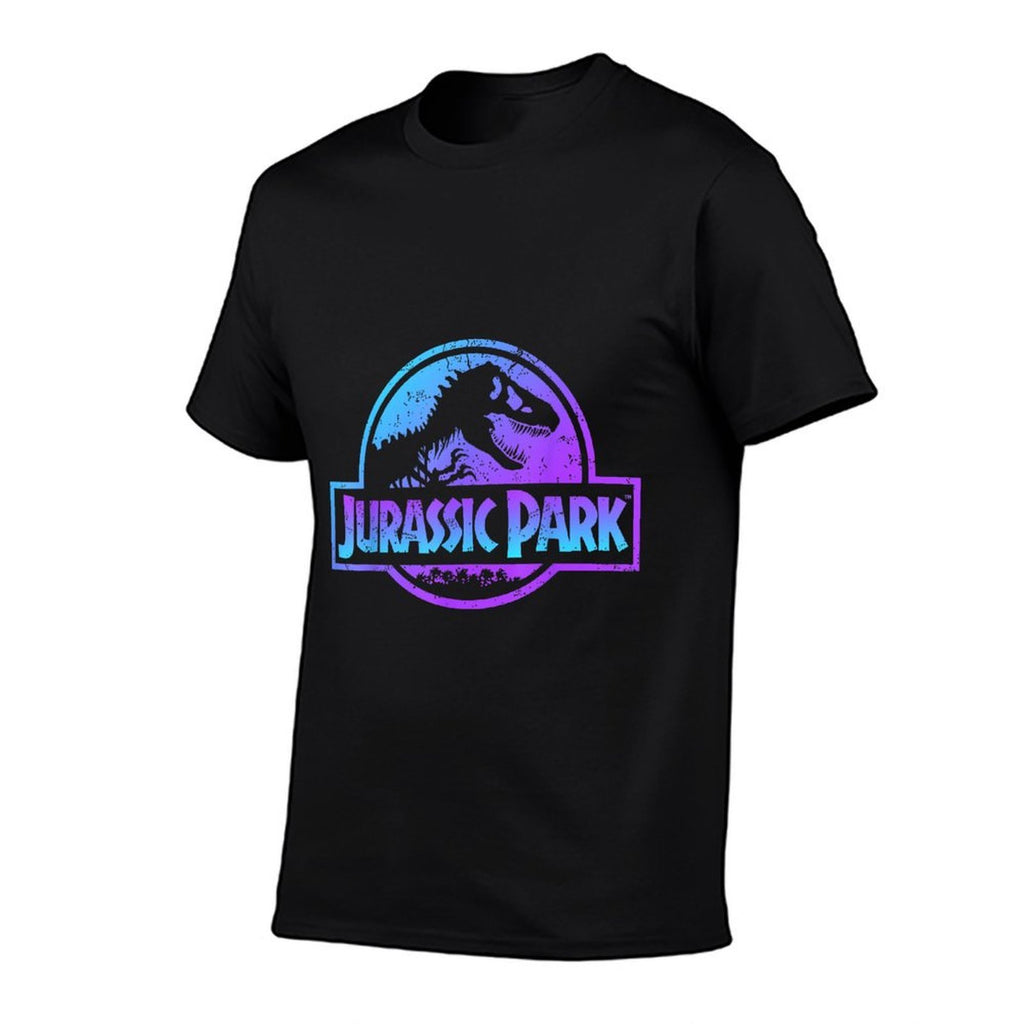 Jurassic Park Blue & Purple Fossil Logo Graphic  Heathered Texture T-Shirt