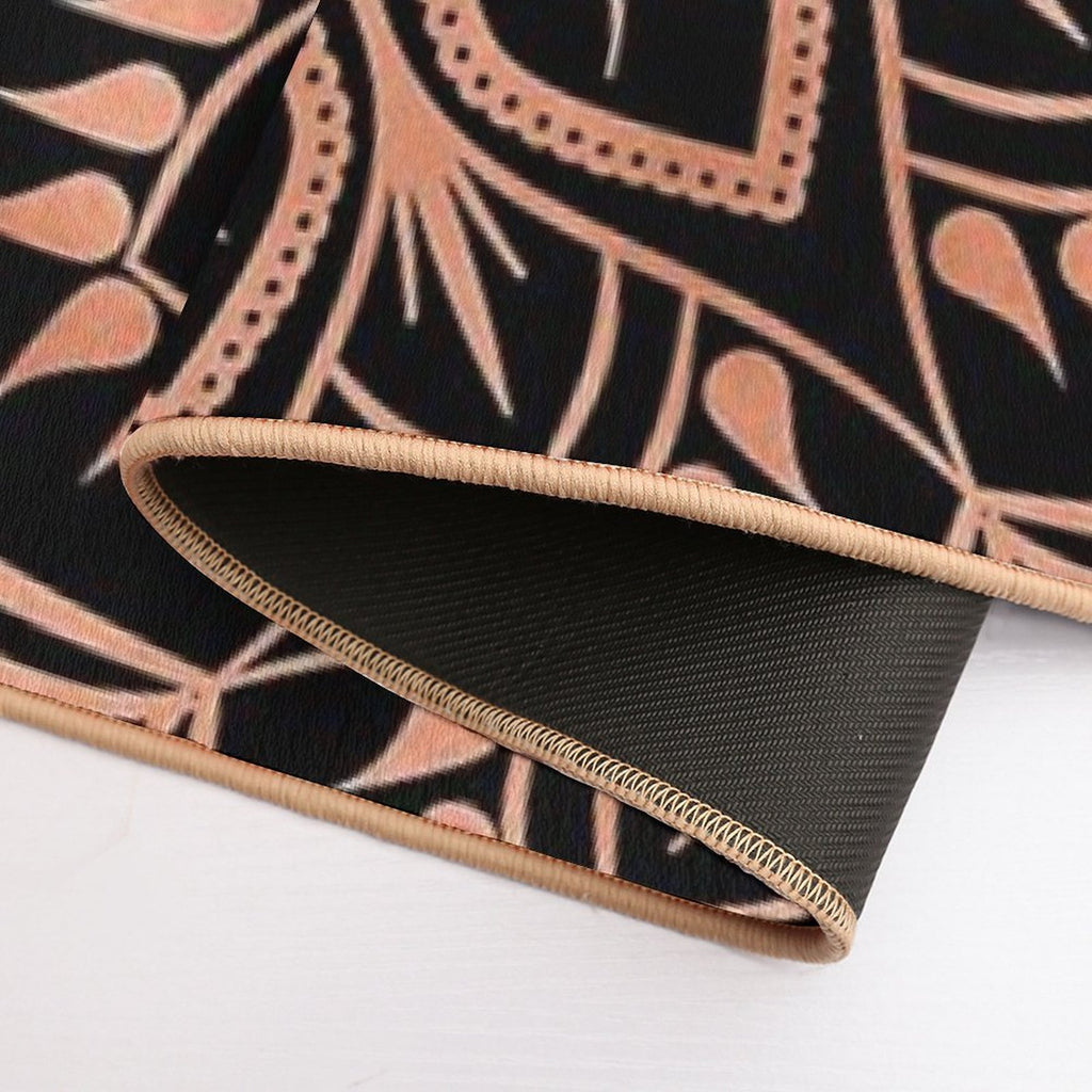 Rose Gold Mandala Pattern - Black  Anti-Trip Bath Mat