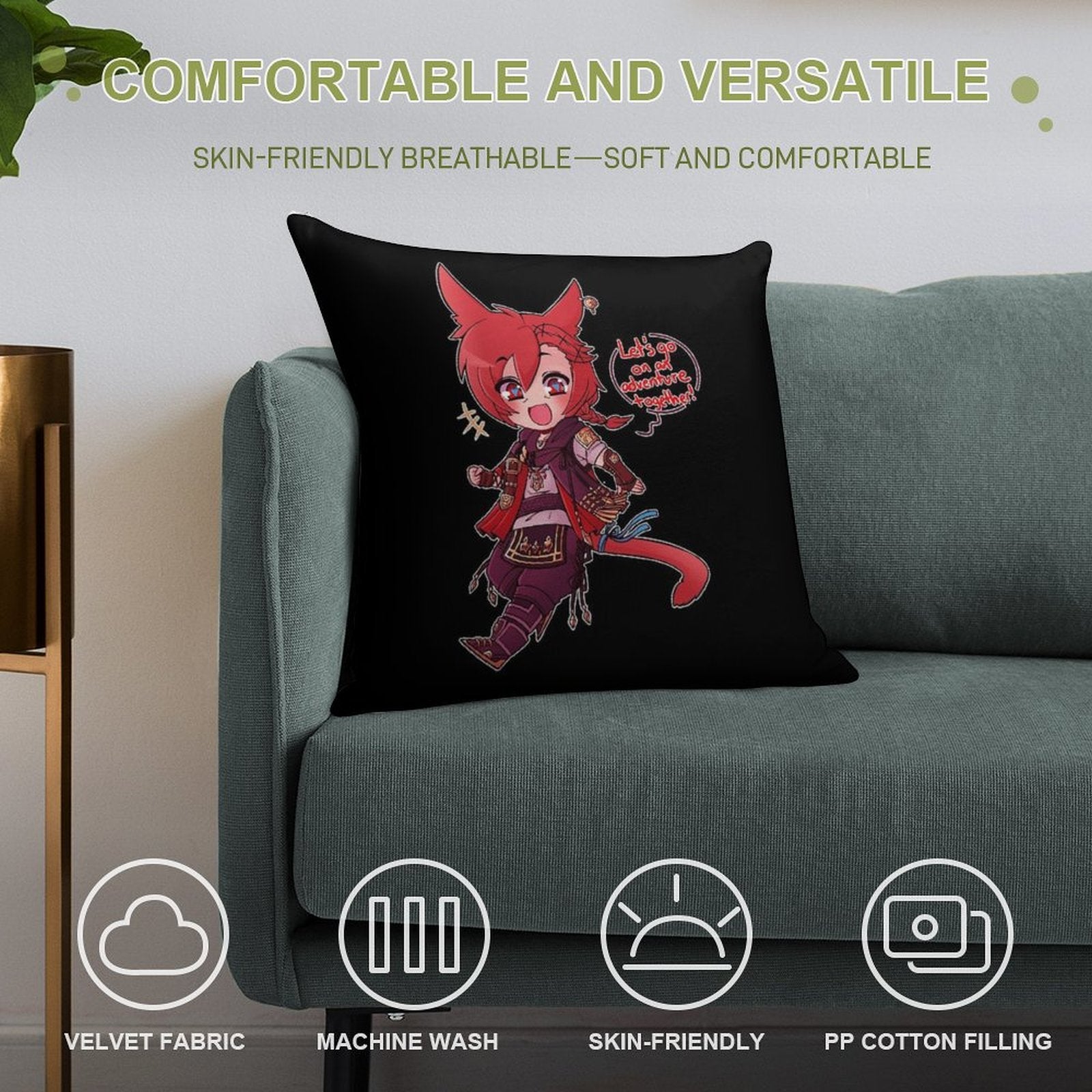 G'raha Tia, At Your Service Soft Shrink-Resistant Throw Pillow