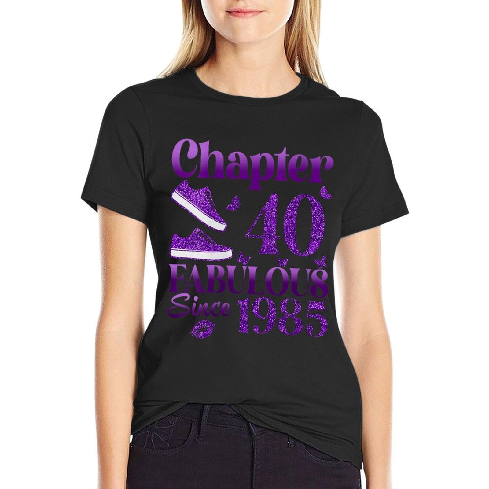 Womens Chapter 40 Fabulous Since 1985 40Th Birthday Gift For Women  Heathered Texture T-Shirt