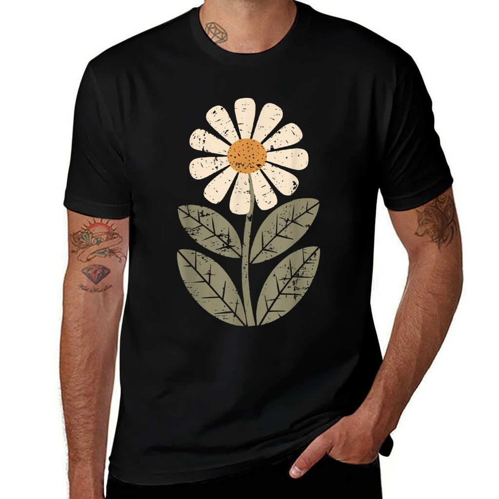 Daisy Flower Vintage Boho Art Floral Botanical Wildflower  Affordable Price T-Shirt