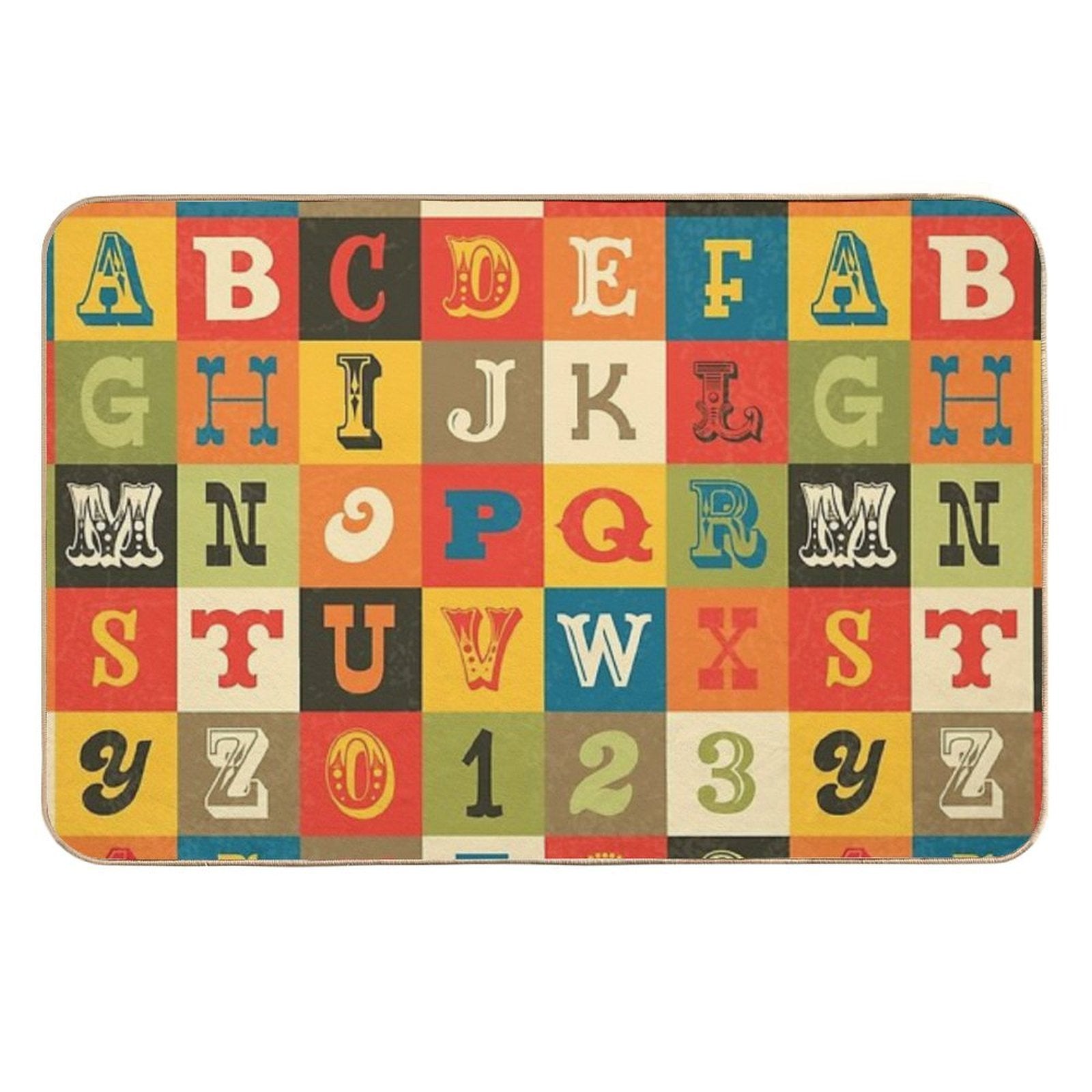 Vintage Alphabet  Anti-Trip Bath Mat