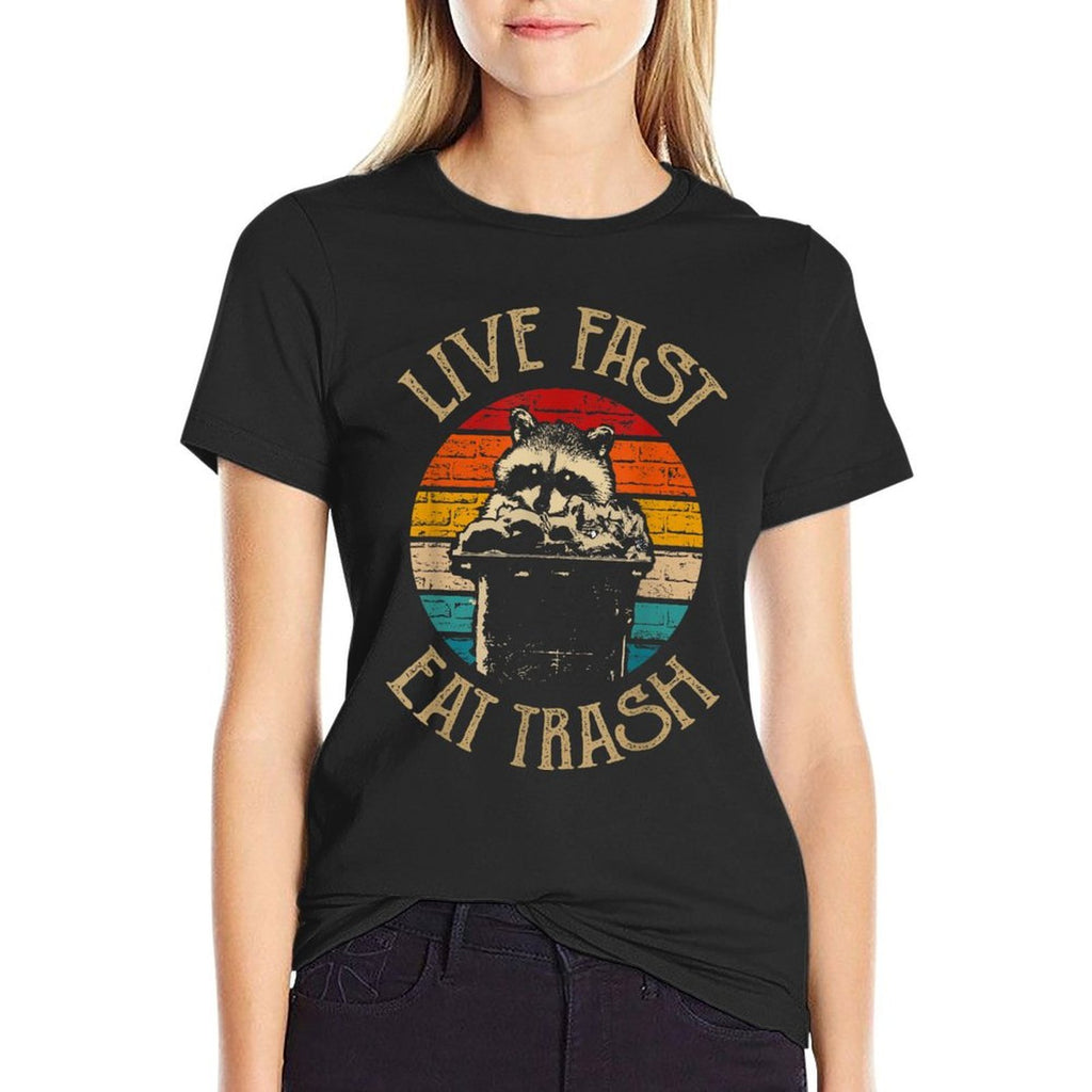 Forest Camper Gifts Live Fast Eat Trash Unisex-Adults Raccoon Camping Hiking Cycling Black X-Small Classic Fit  Affordable Price T-Shirt