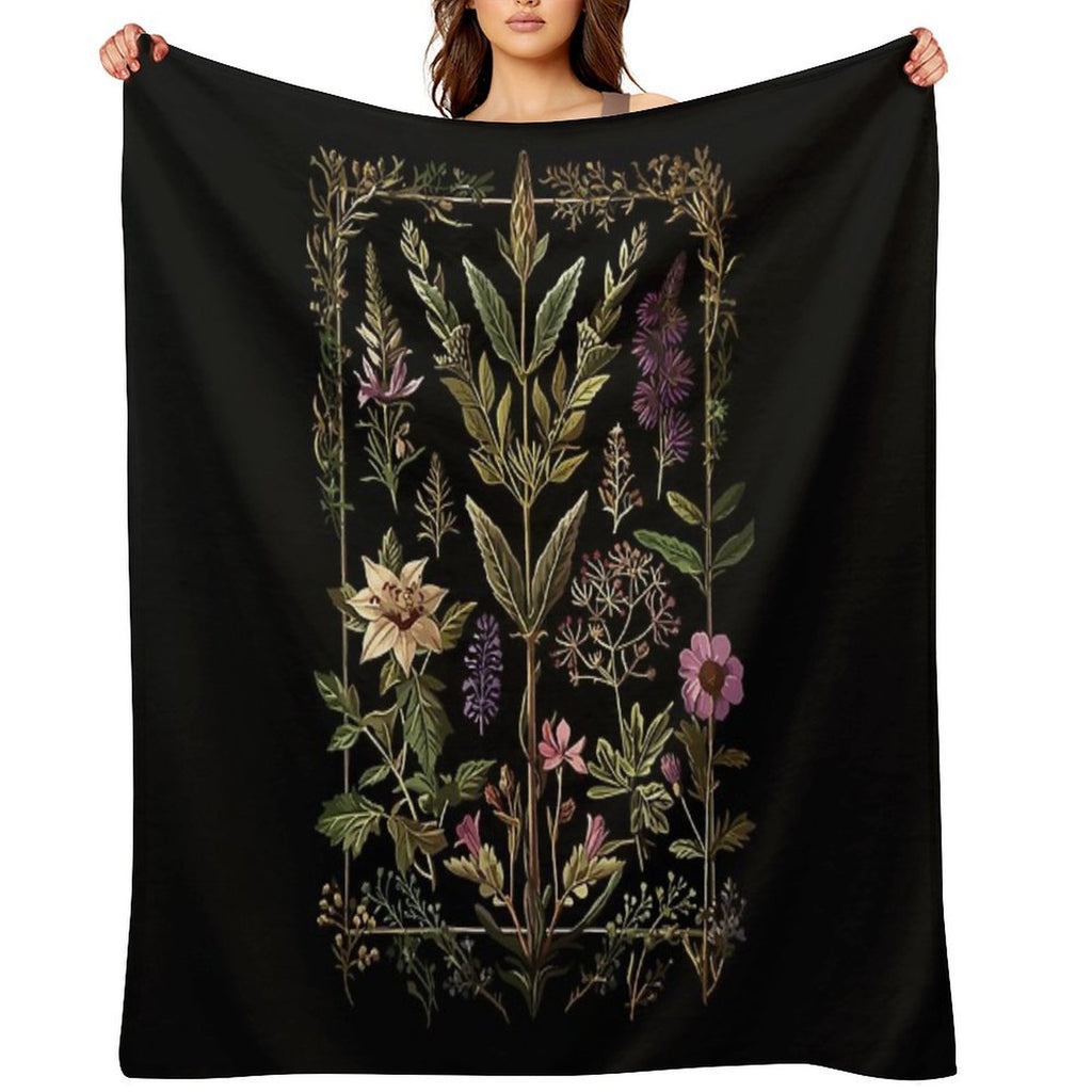Dark Victorian Witch Herbs Durable Throw Blanket